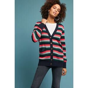 ANTHROPOLOGIE | Moth Jamison Striped Cardigan Button Front Polka Dot | XS